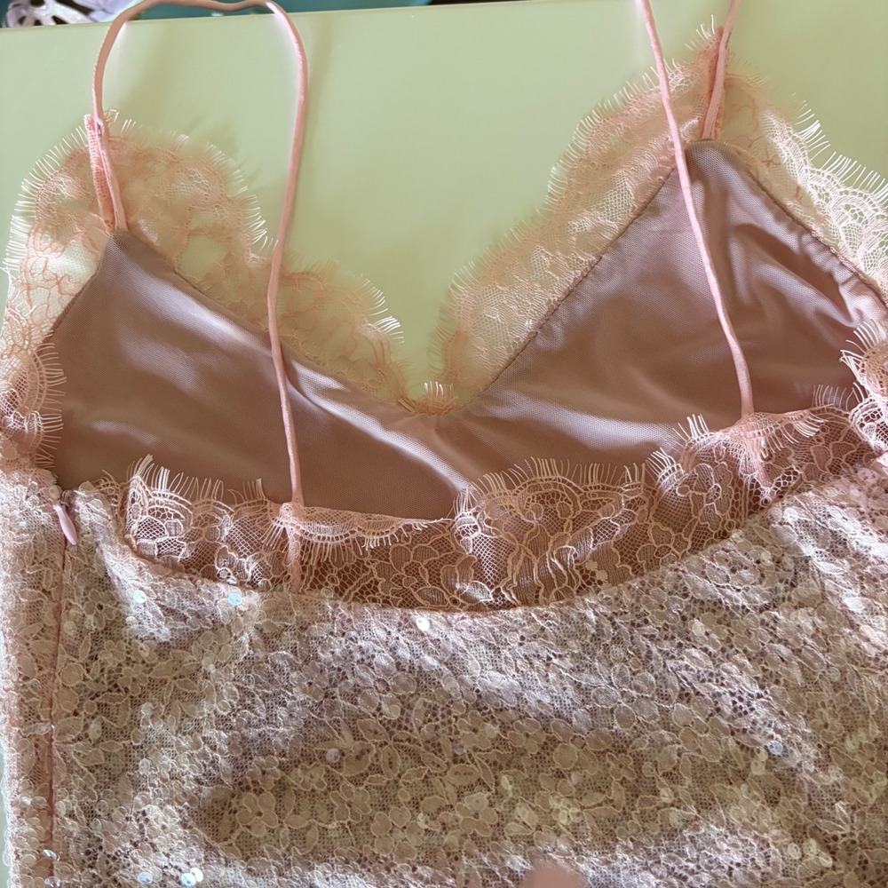 STAUD Kezia Top Cherry Blossom Pink Lace Sequin Cami 633-3744-CHB - Picture 6 of 8